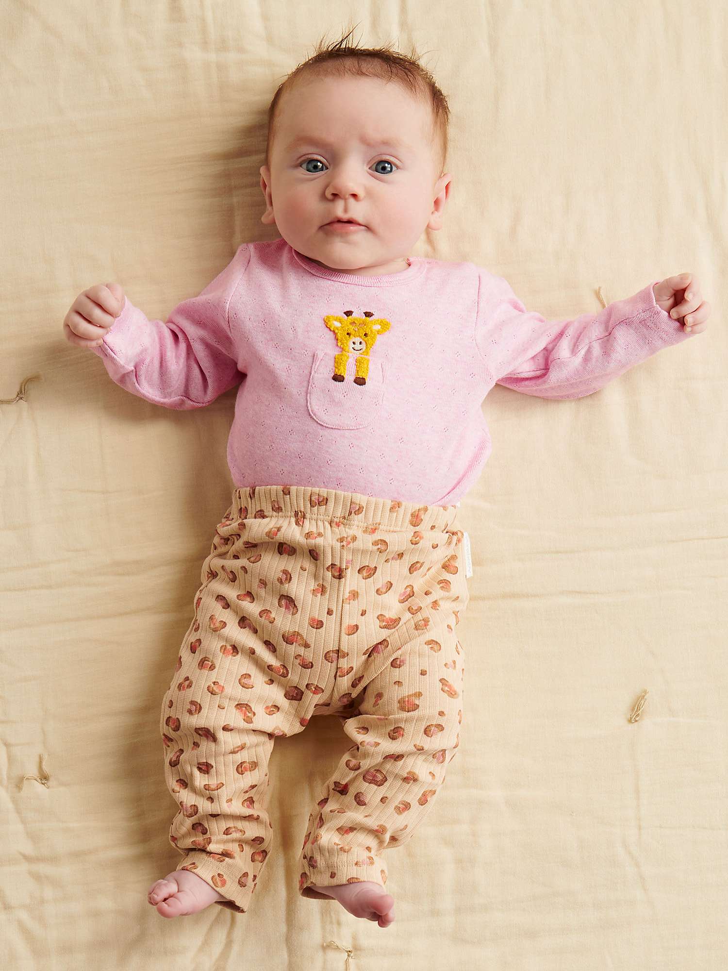 Buy Purebaby Baby Organic Cotton Peekaboo Giraffe Long Sleeve Bodysuit, Tourmaline Melange Online at johnlewis.com
