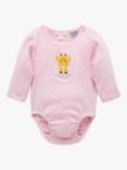 Purebaby Baby Organic Cotton Peekaboo Giraffe Long Sleeve Bodysuit, Tourmaline Melange