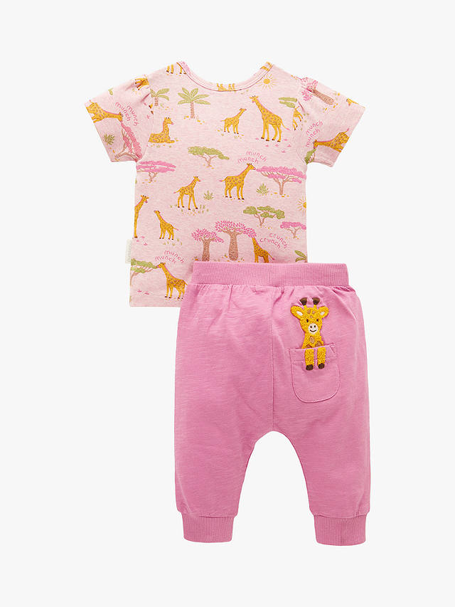 Purebaby Baby Organic Cotton Giraffe Print Top & Leggings Set, Pink