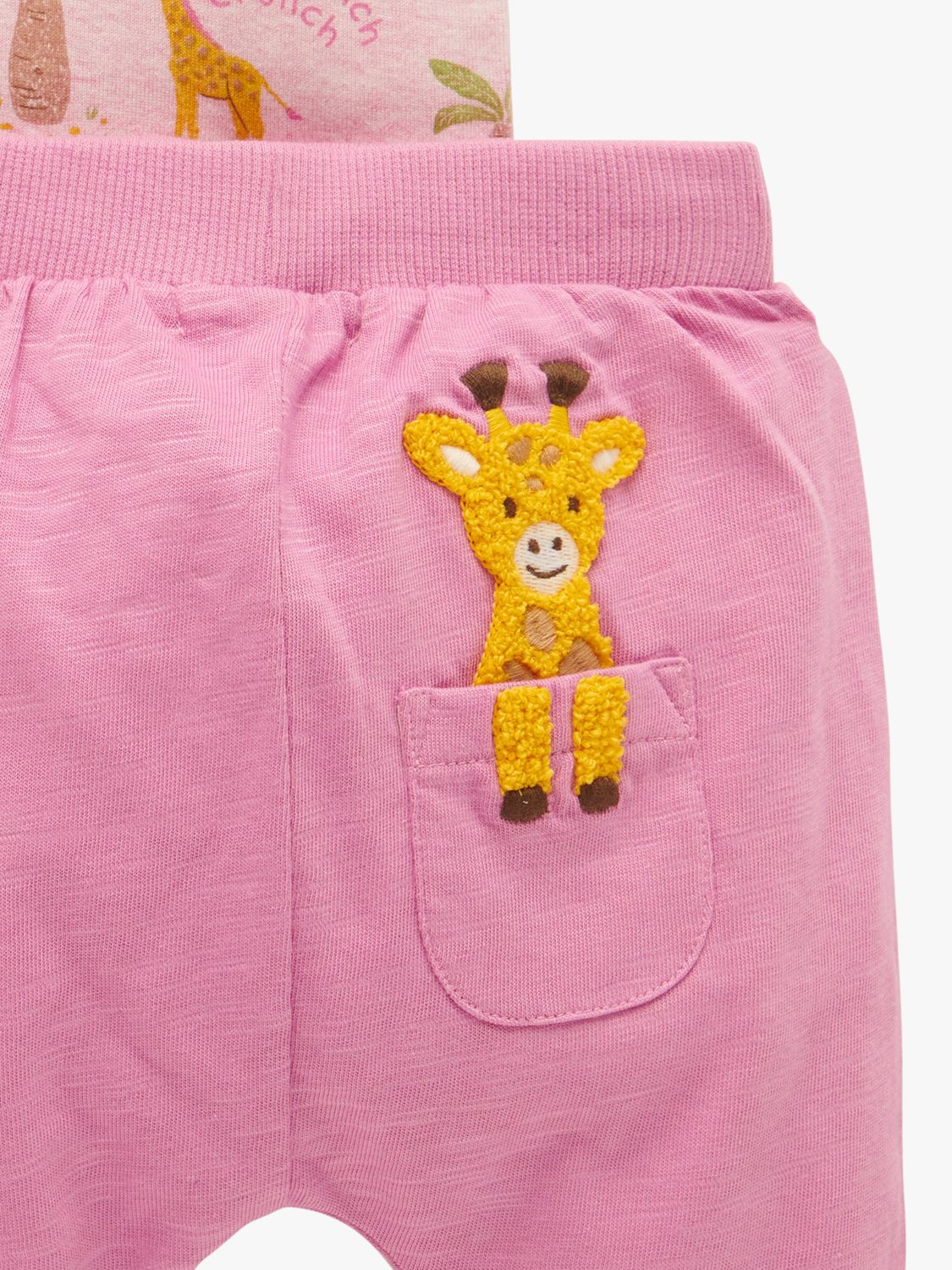 Purebaby Baby Organic Cotton Giraffe Print Top & Leggings Set, Pink, 3-6 months