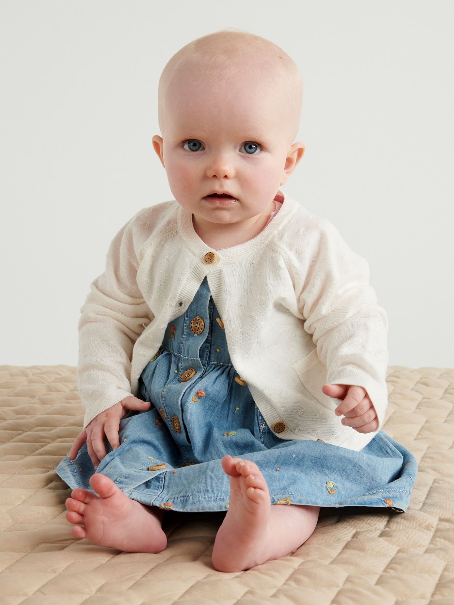 Purebaby Baby Organic Cotton Textured Cardigan, Cloud, 3-6 months