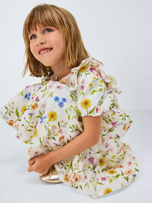 John Lewis Heirloom Kids' Collection Floral Cotton Lawn Dress, Multi