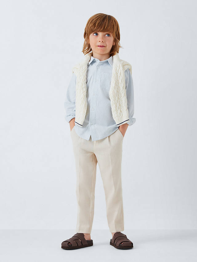 John Lewis Heirloom Collection Kids' Ticking Stripe Shirt, Blue/White