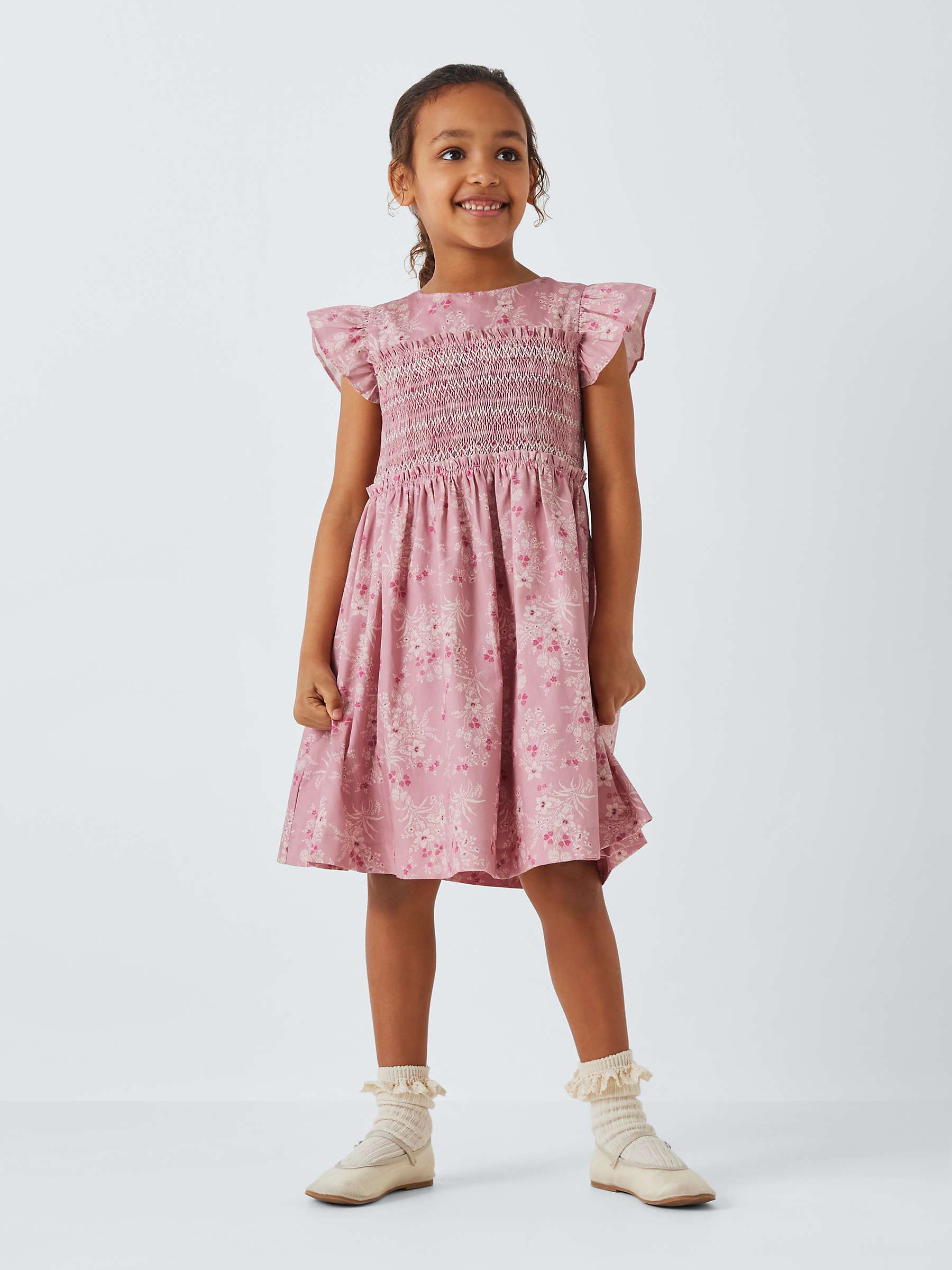 Buy John Lewis Heirloom Collection Kids' Floral Sateen Dress, Pink Online at johnlewis.com
