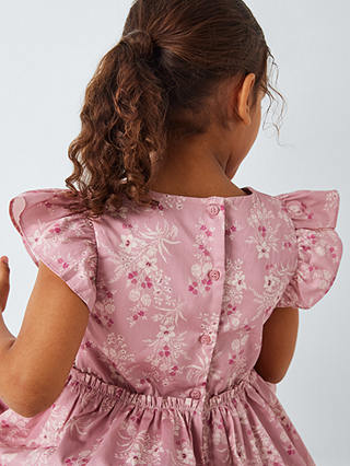 John Lewis Heirloom Collection Kids' Floral Sateen Dress, Pink