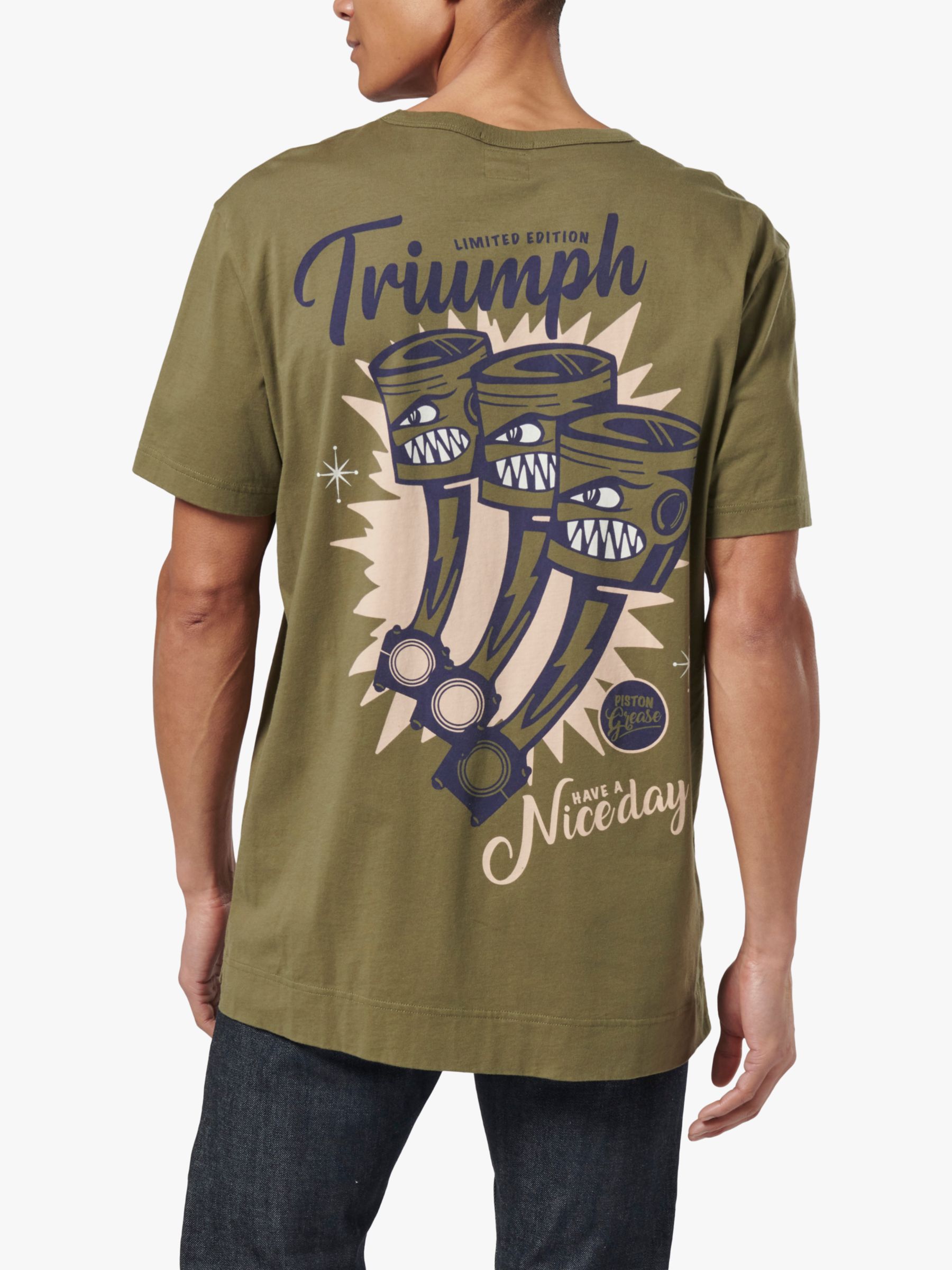 Triumph Motorcycles Triple Piston T-Shirt, Olive, S