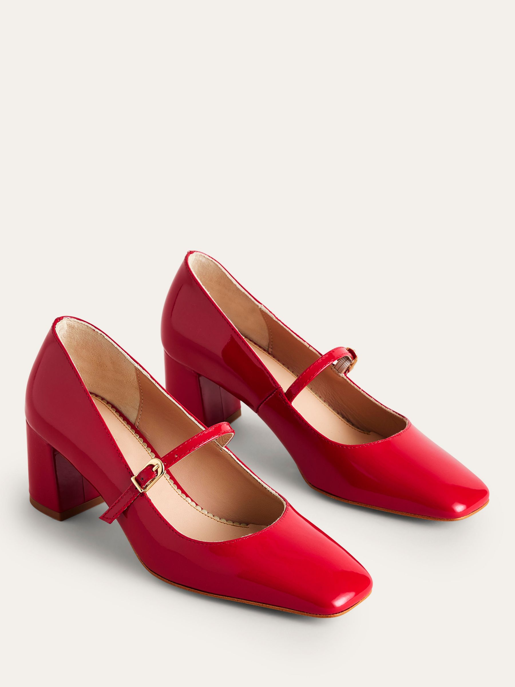 Boden Block Heel Mary Jane Shoes, Poppy Red Patent, 4
