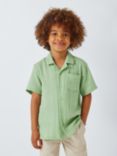 John Lewis Kids' Cheesecloth Cotton Short Sleeve Shirt, Green