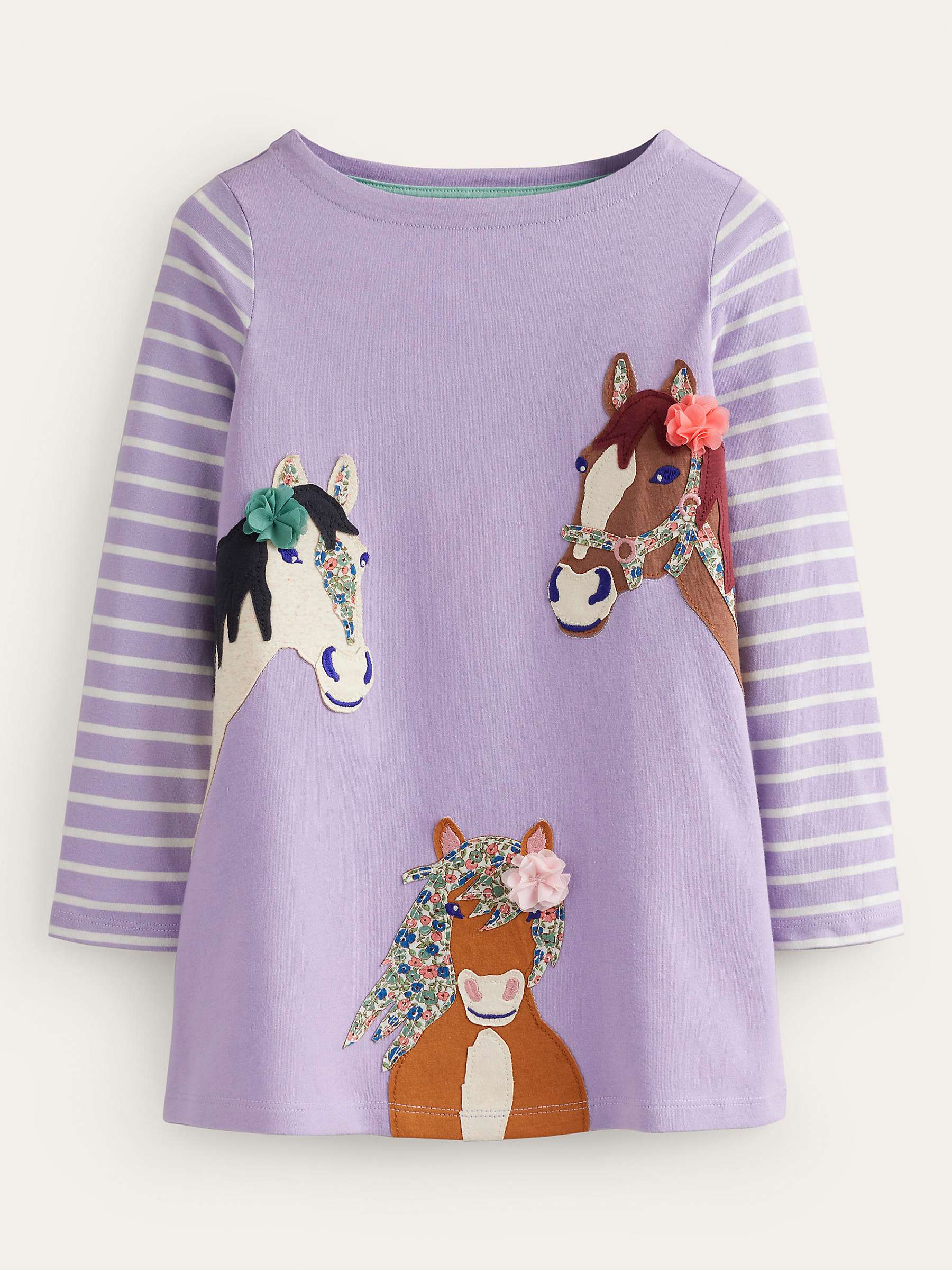 Buy Mini Boden Kids' Horse Applique Tunic, Misty Lavendar Online at johnlewis.com