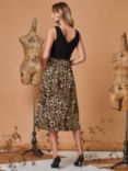 Jolie Moi Contrast Print Leopard Midi Dress, Animal/Multi