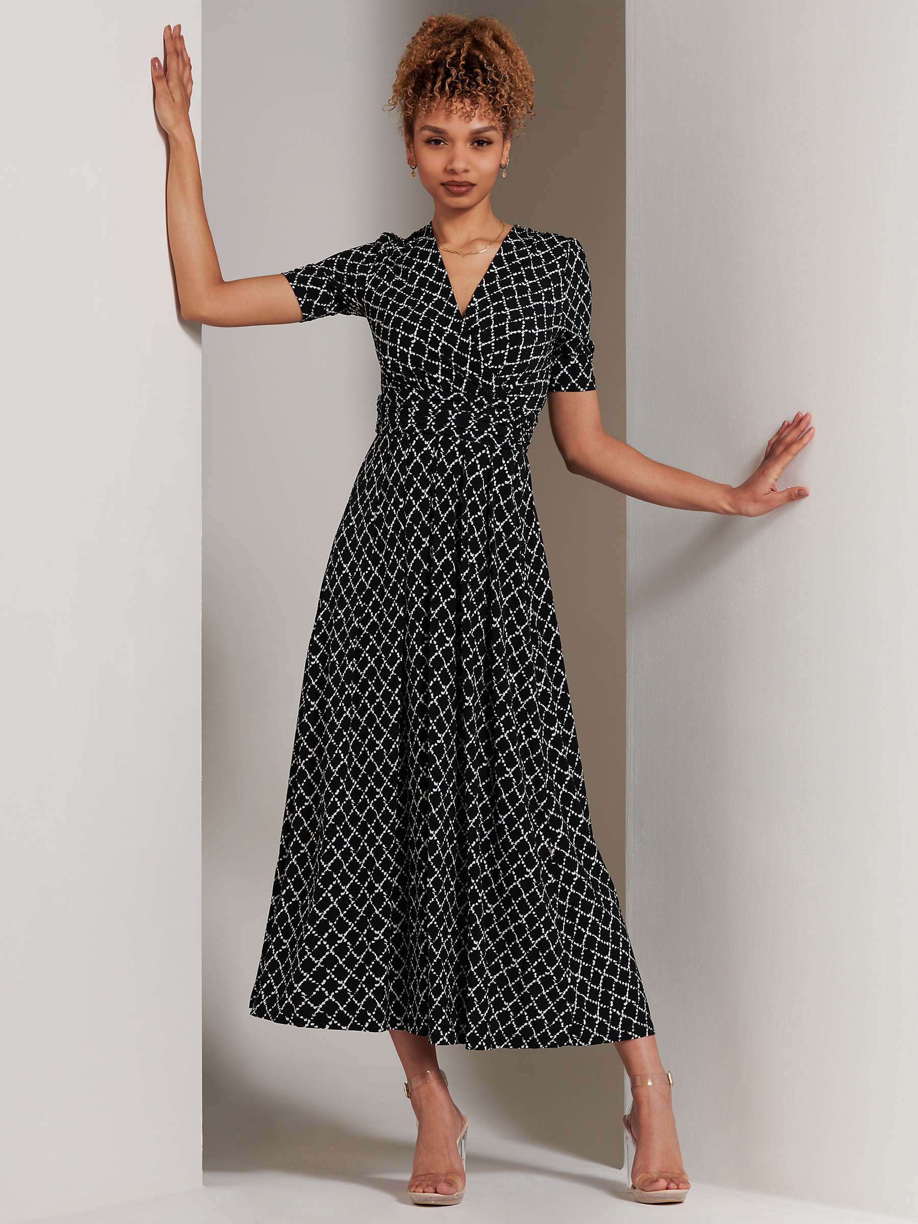 Buy Jolie Moi Geometric Print Wrap Jersey Maxi Dress, Black Online at johnlewis.com