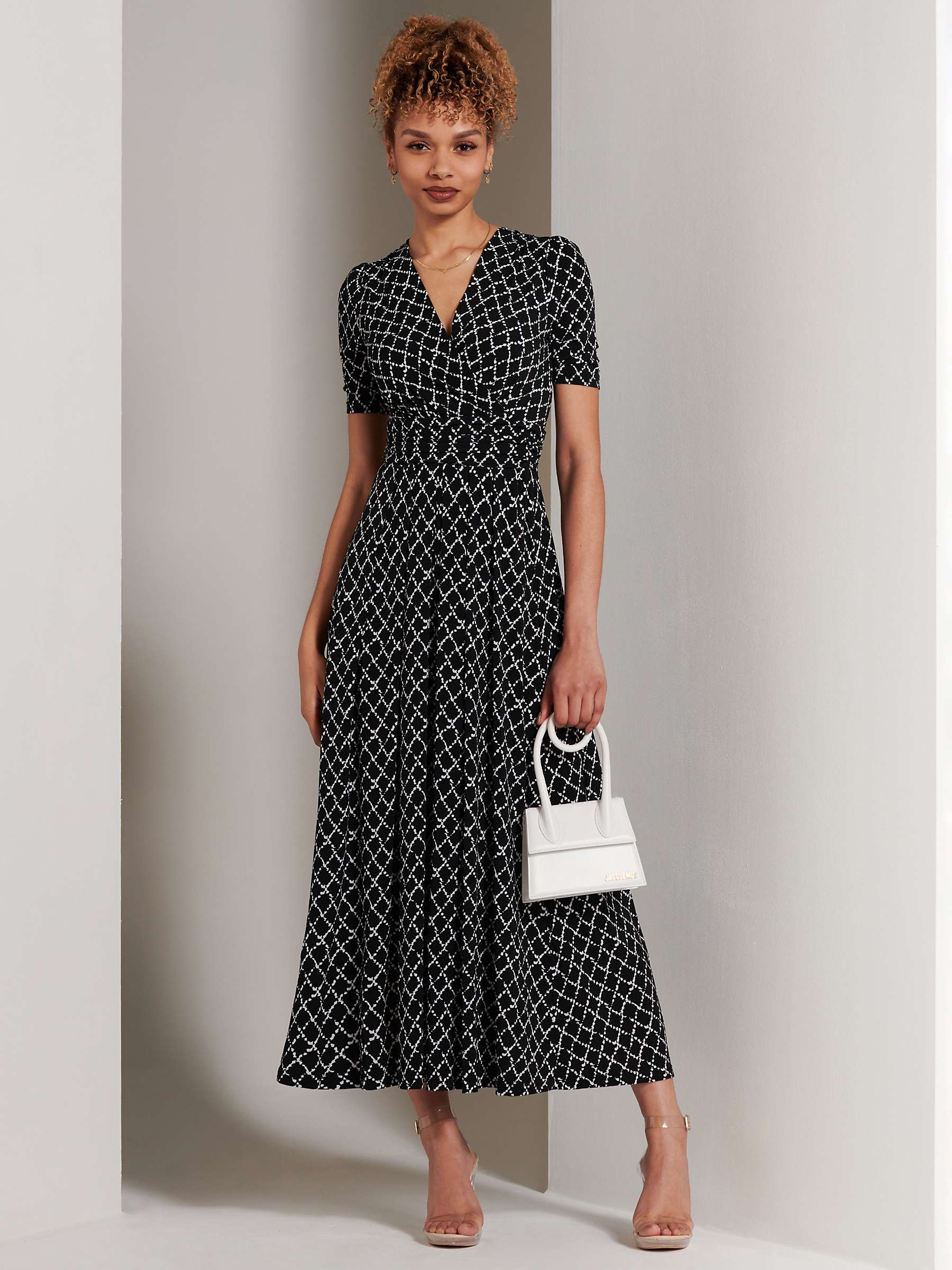 Buy Jolie Moi Geometric Print Wrap Jersey Maxi Dress, Black Online at johnlewis.com