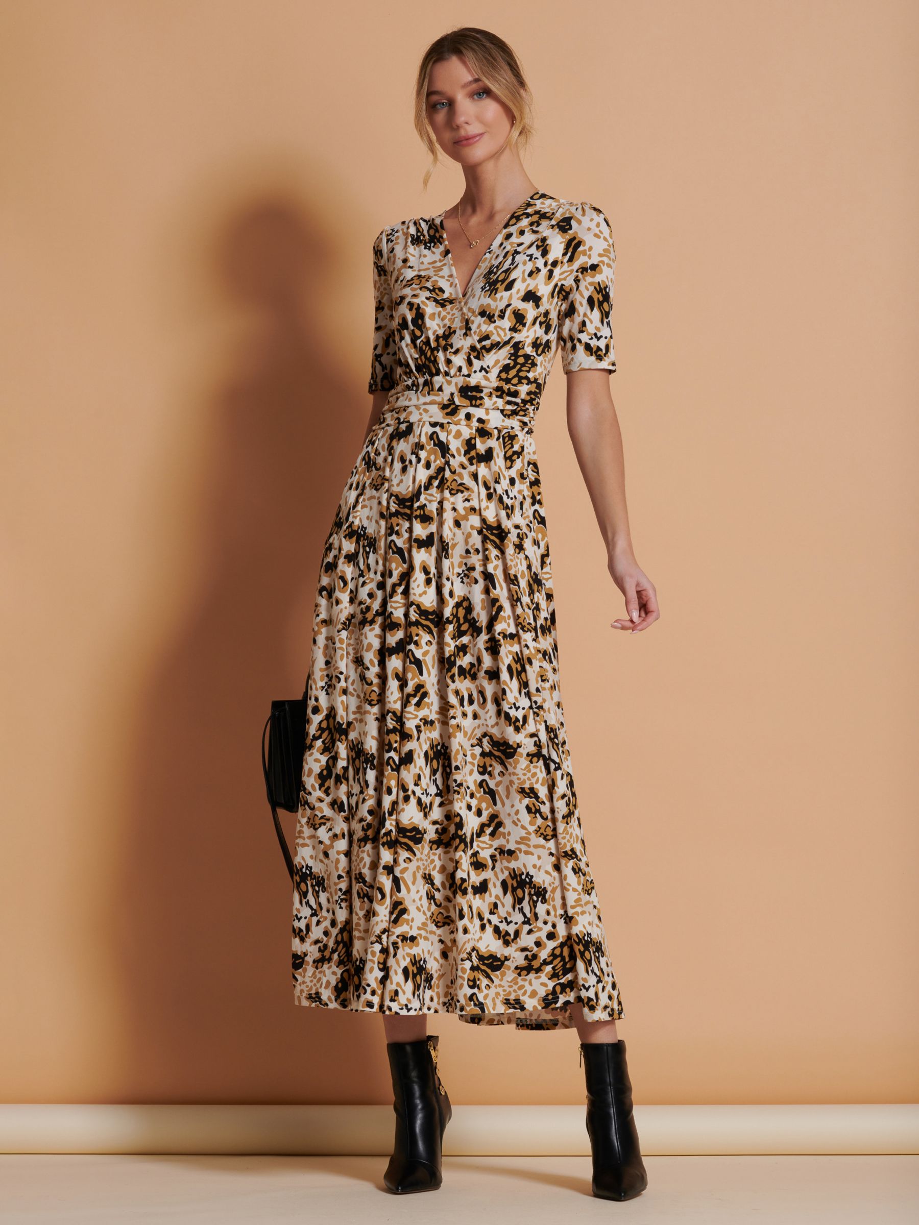 Buy Jolie Moi Animal Print Wrap Jersey Maxi Dress, Cream Online at johnlewis.com