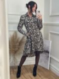 Jolie Moi Abstract Shirt Dress, Taupe Multi, Taupe Multi