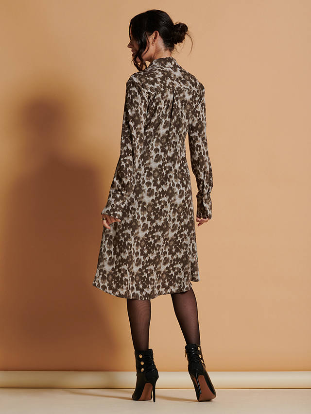 Jolie Moi Abstract Shirt Dress, Taupe Multi