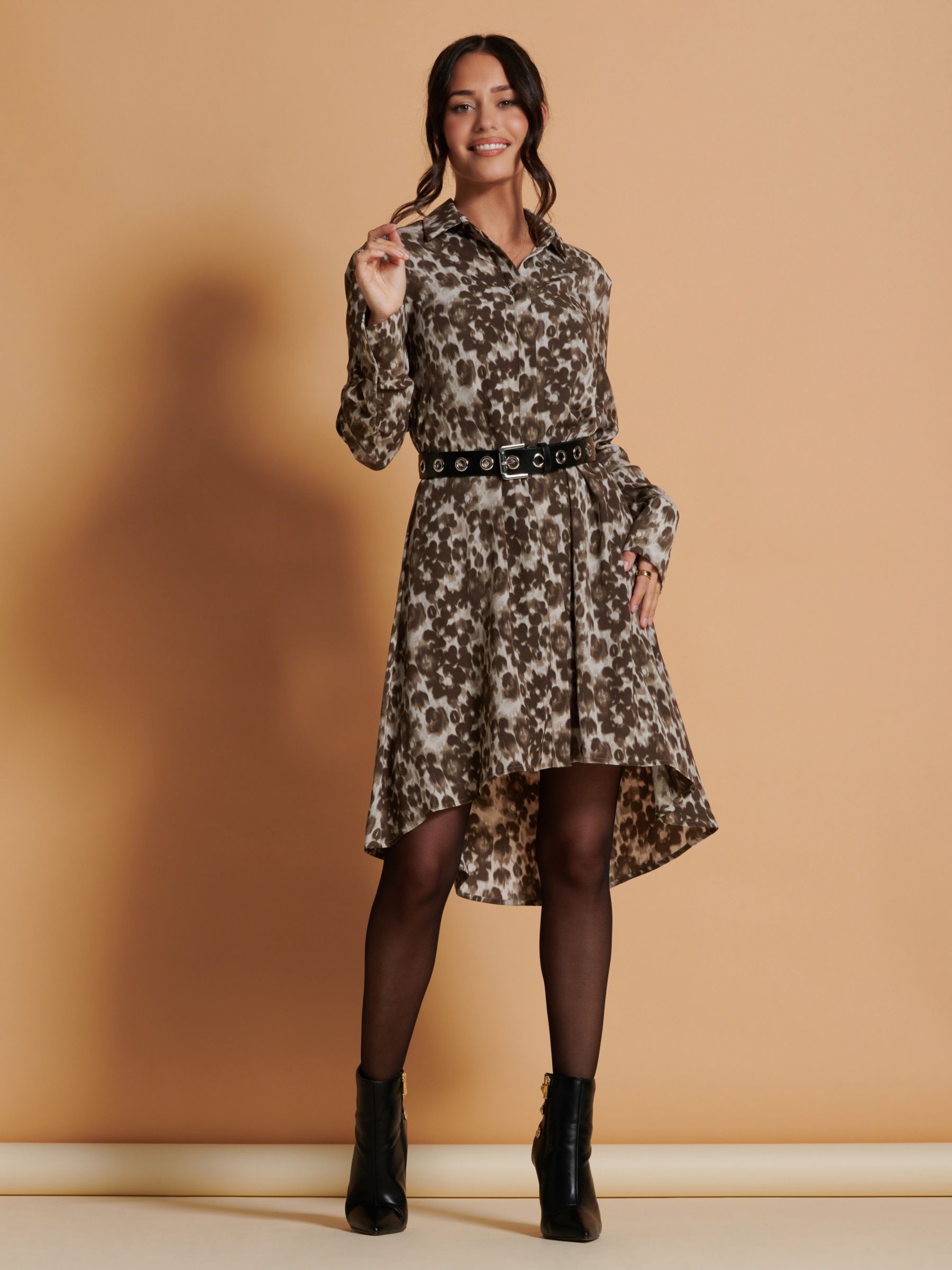 Buy Jolie Moi Abstract Shirt Dress, Taupe Multi Online at johnlewis.com