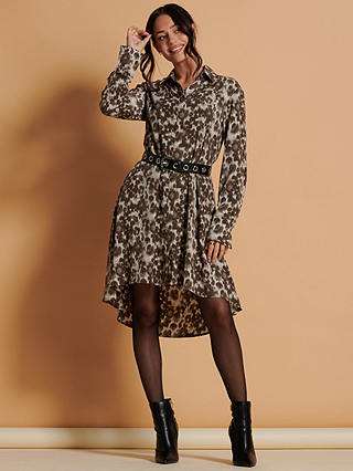 Jolie Moi Abstract Shirt Dress, Taupe Multi