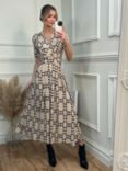 Jolie Moi Spot Print Wrap Jersey Maxi Dress, Beige, Beige