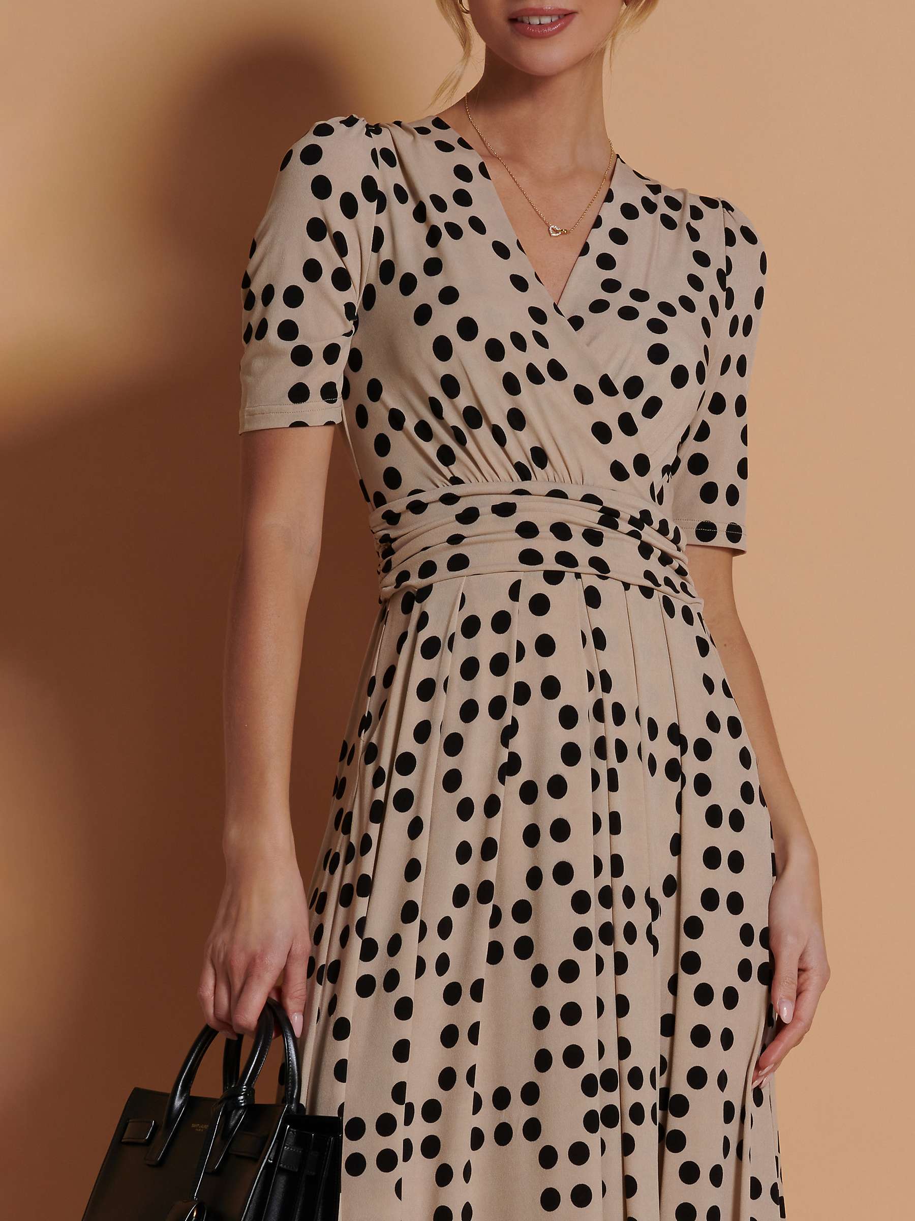 Buy Jolie Moi Spot Print Wrap Jersey Maxi Dress, Beige Online at johnlewis.com
