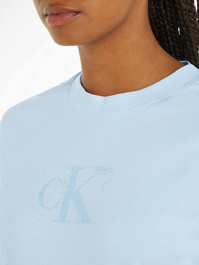 Calvin Klein Calvin Klein Jeans Sequin Logo Crew Neck T-Shirt, Keepsake Blue