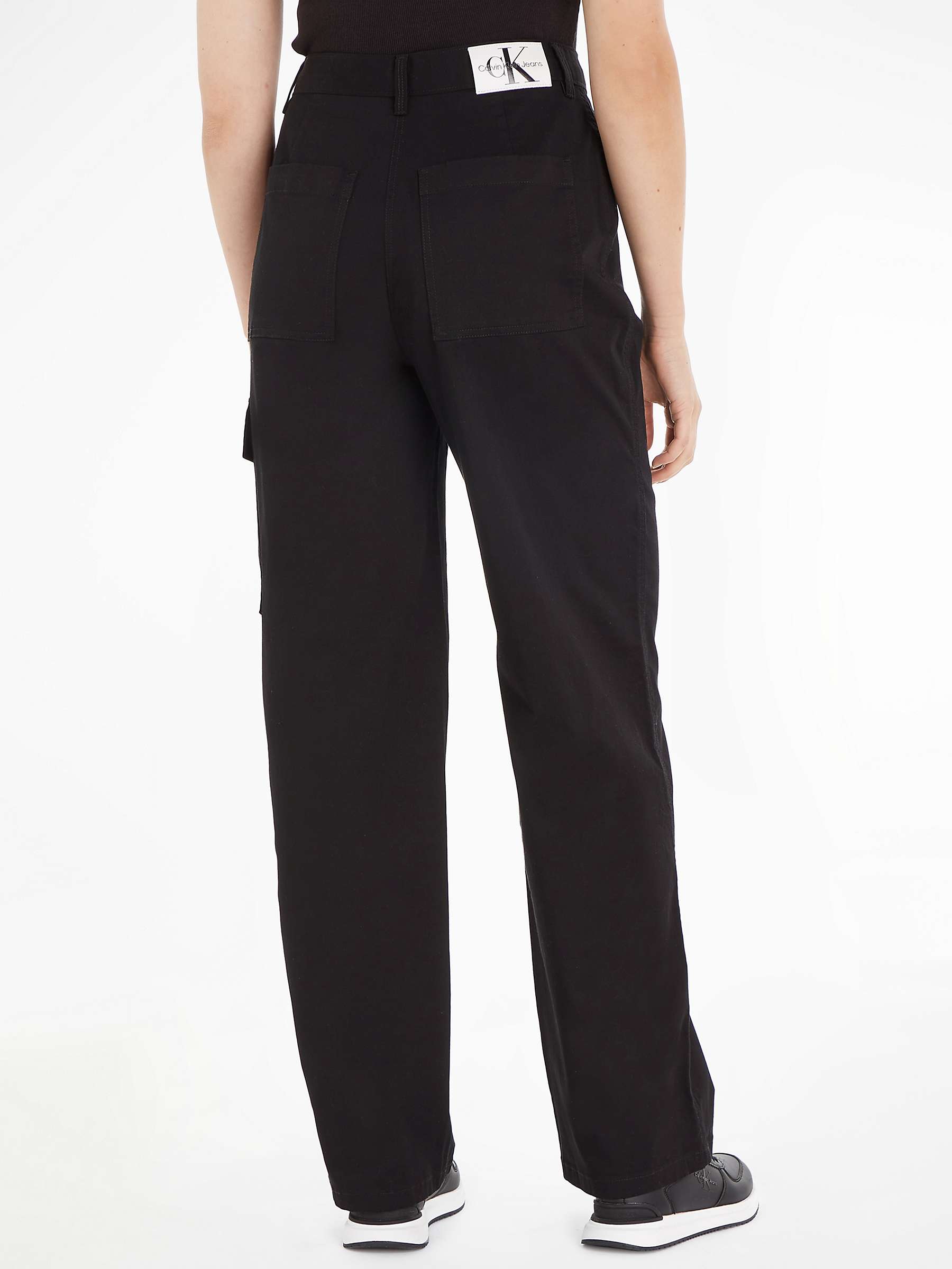Buy Calvin Klein Twill Straight Leg Cargo Trousers, Black Online at johnlewis.com