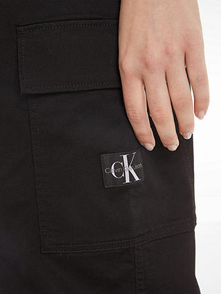 Calvin Klein Twill Straight Leg Cargo Trousers, Black