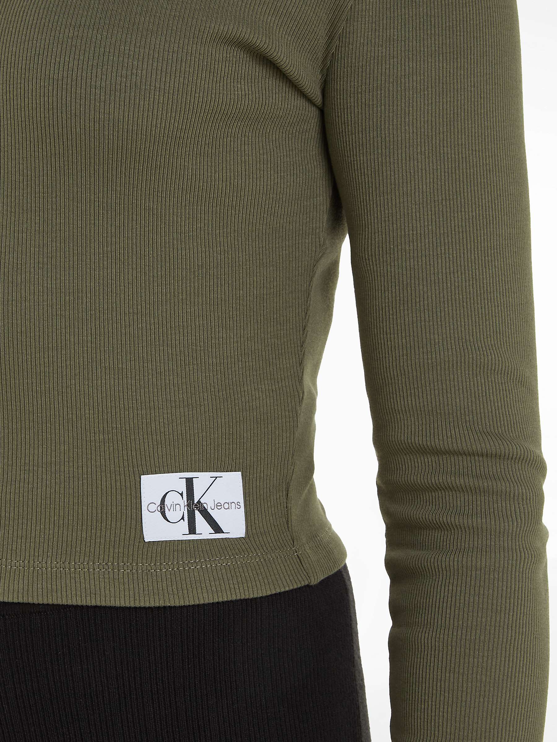 Buy Calvin Klein Jeans Woven Label Cardigan, Dusty Olive Online at johnlewis.com