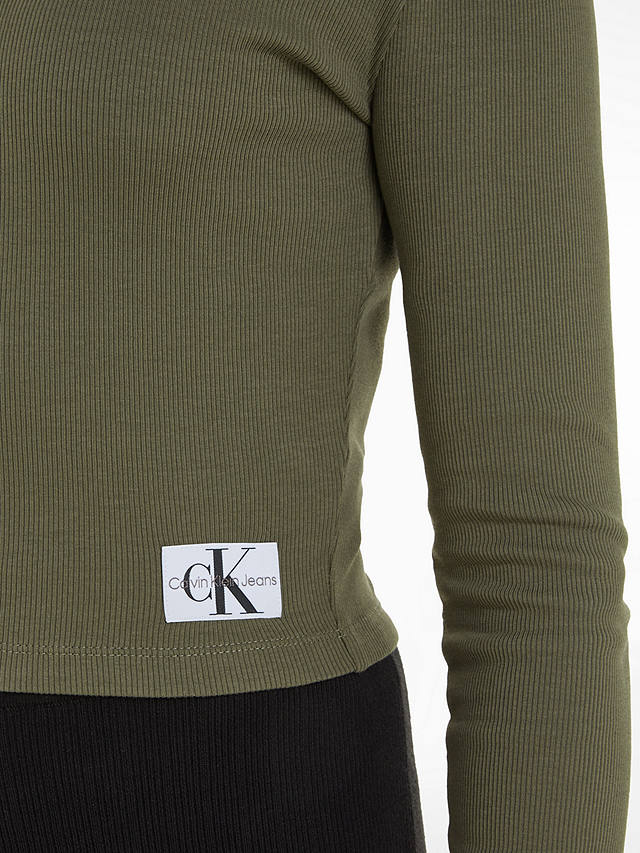 Calvin Klein Jeans Woven Label Cardigan, Dusty Olive