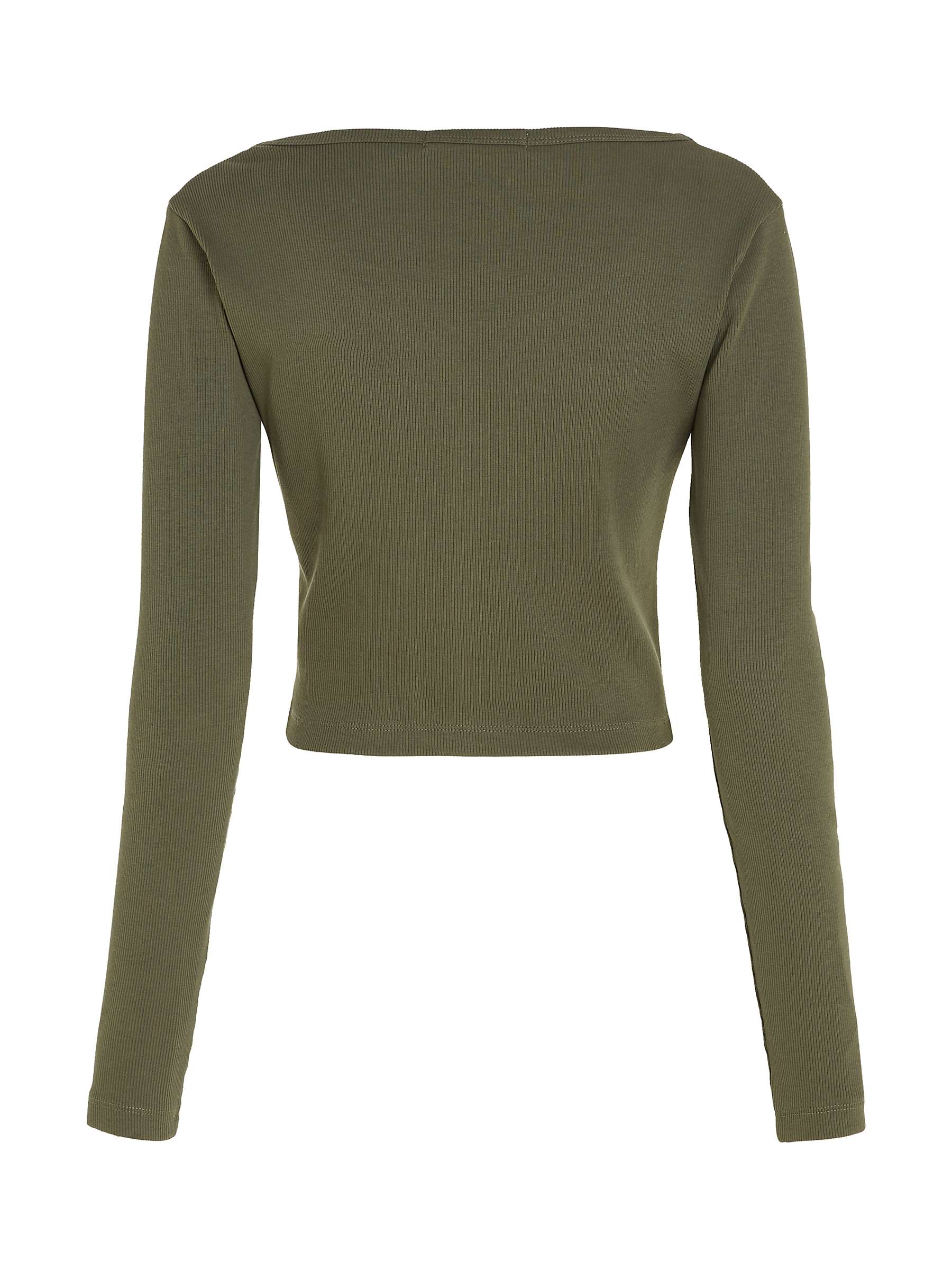 Buy Calvin Klein Jeans Woven Label Cardigan, Dusty Olive Online at johnlewis.com