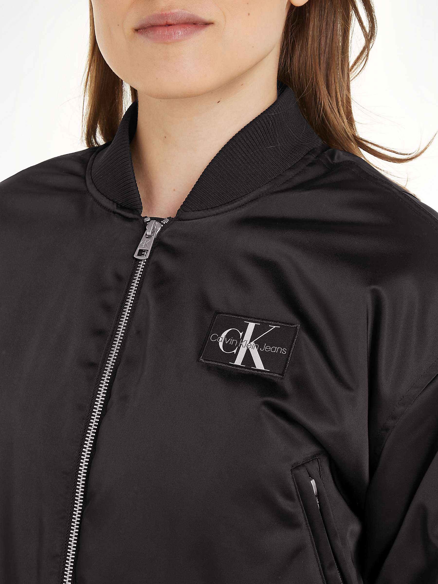 Buy Calvin Klein Satin Bomber Jacket, CK Black Online at johnlewis.com