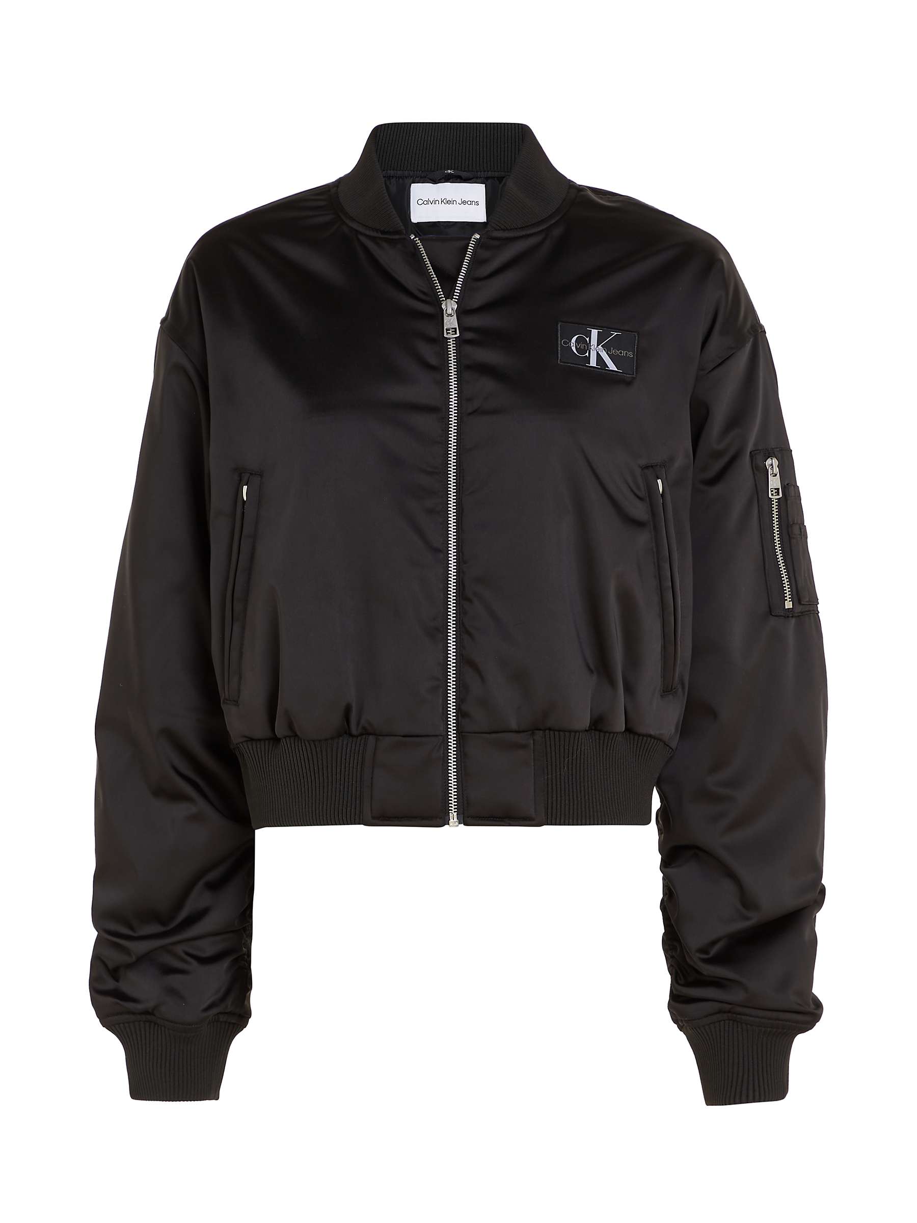 Buy Calvin Klein Satin Bomber Jacket, CK Black Online at johnlewis.com