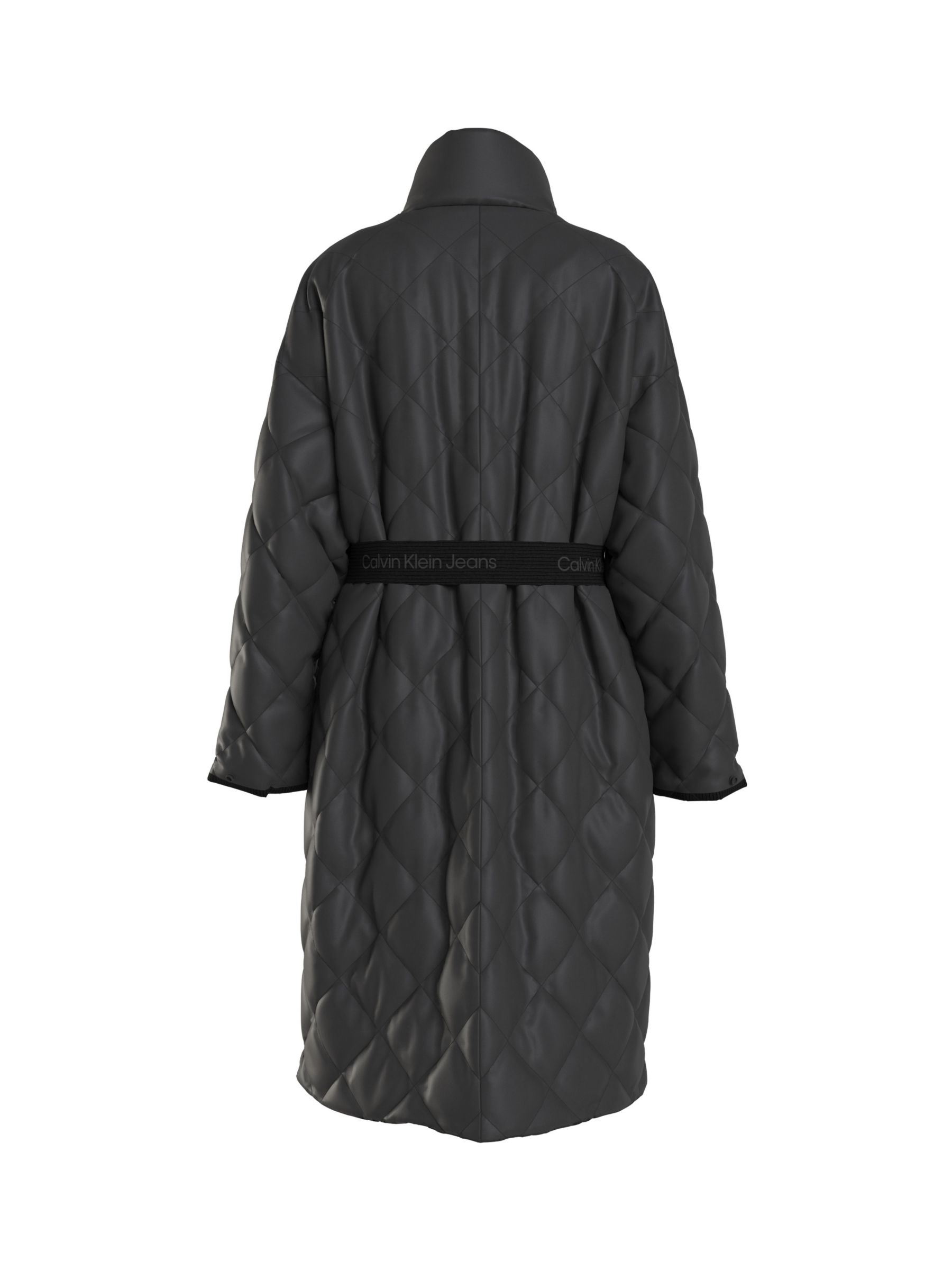 Calvin Klein Belted Quilted Coat, Black at John Lewis & Partners