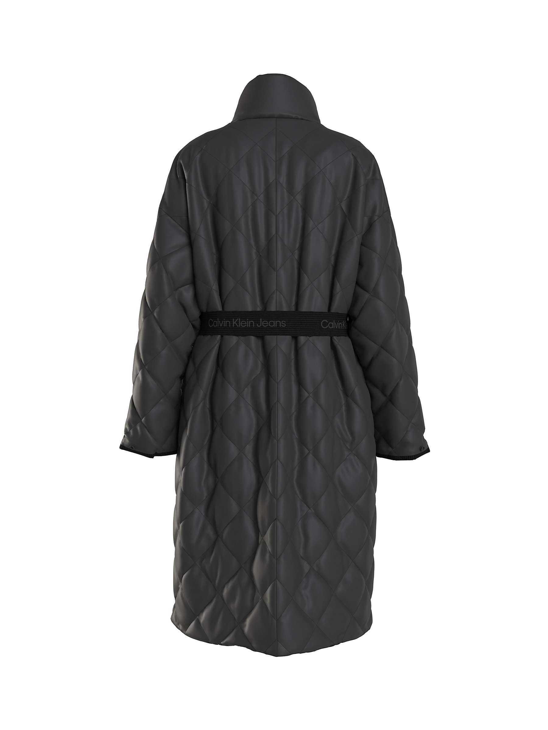 Buy Calvin Klein Belted Quilted Coat, Black Online at johnlewis.com