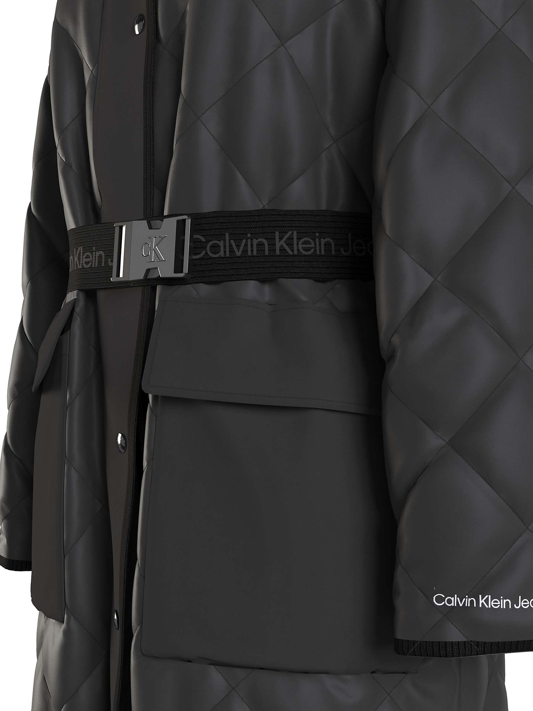 Buy Calvin Klein Belted Quilted Coat, Black Online at johnlewis.com