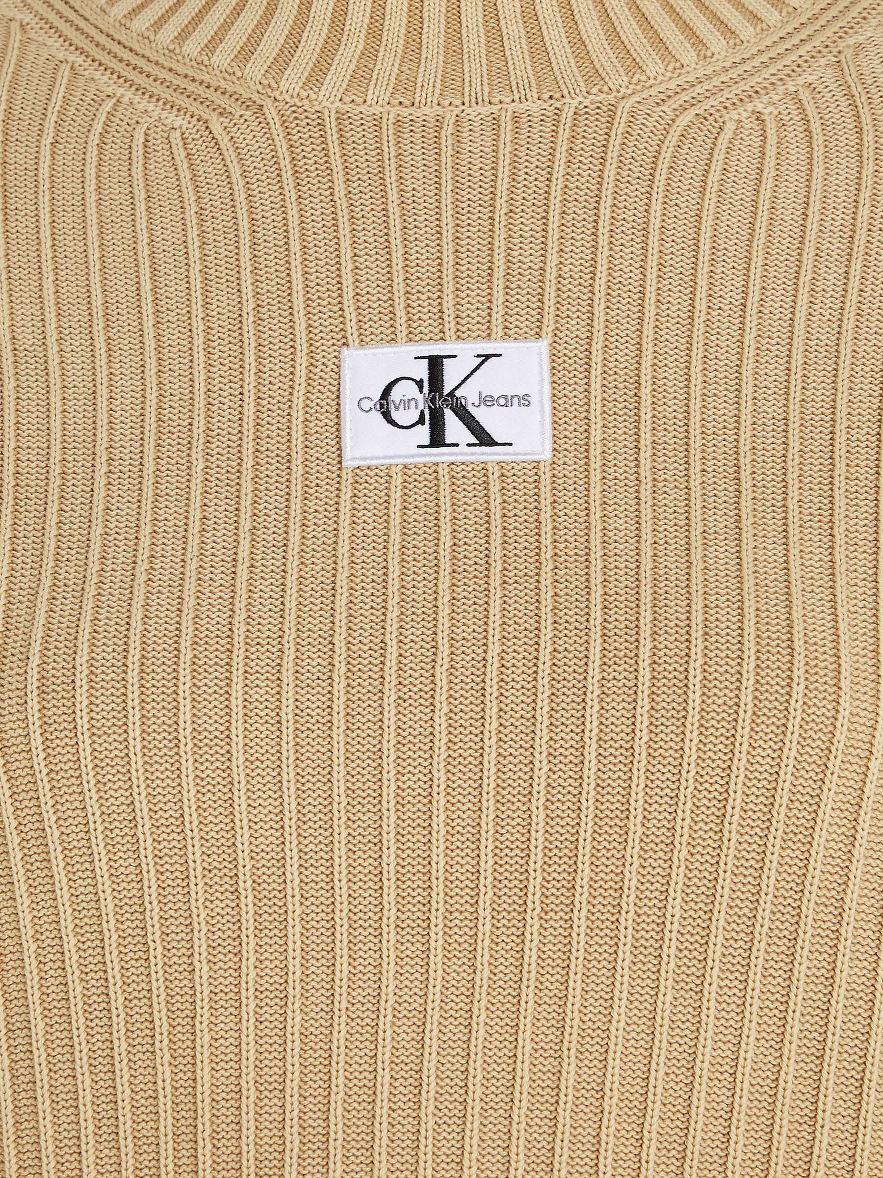 Buy Calvin Klein Washed Monologo Ribbed Jumper, Warm Sand Online at johnlewis.com