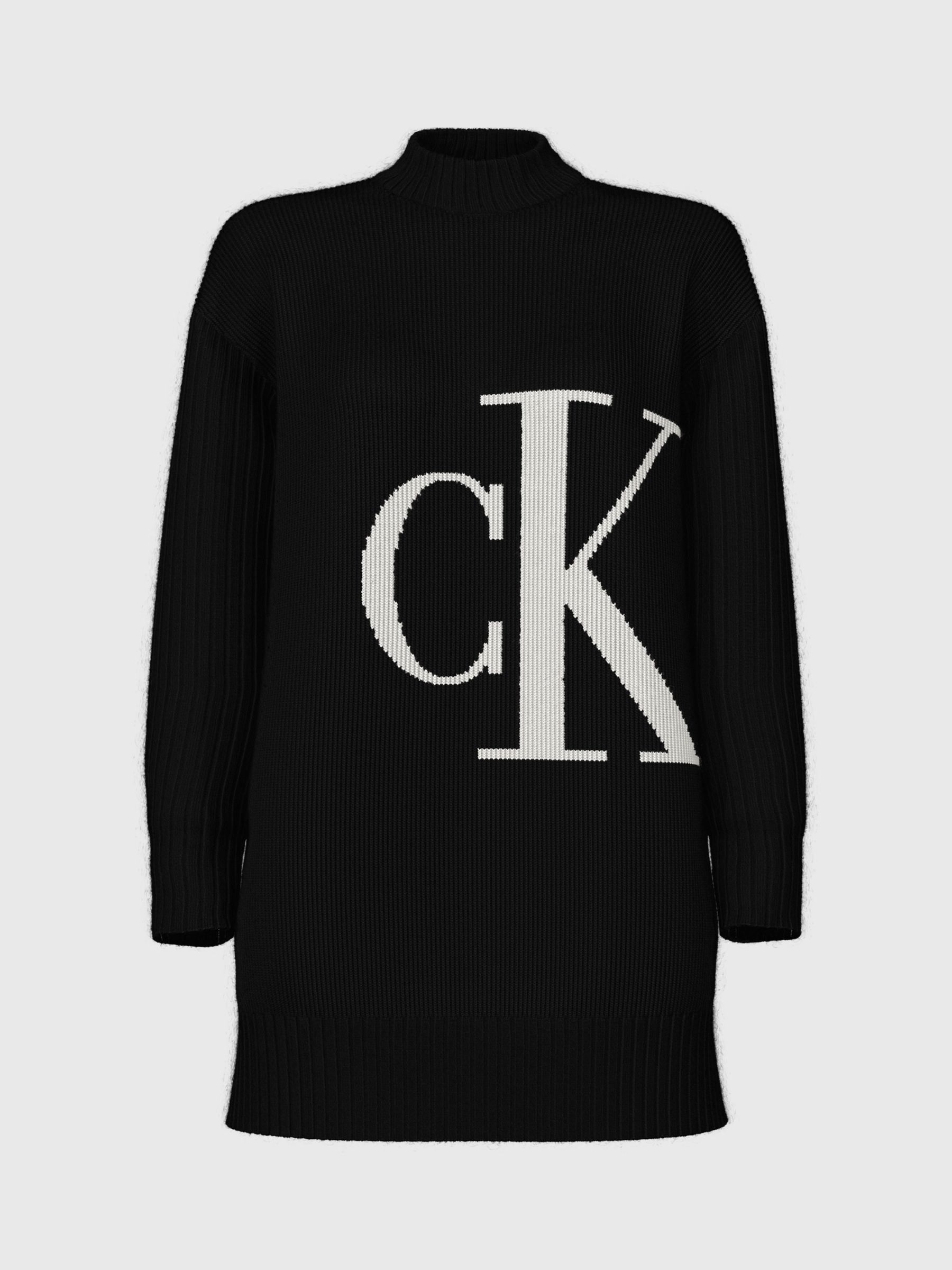 Calvin Klein Blown Up Logo Jumper, Black/White, L