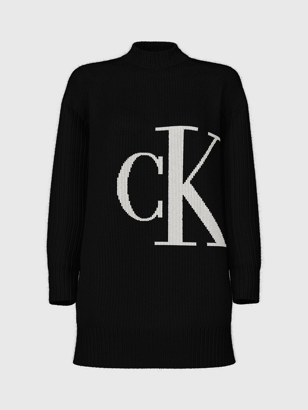 Calvin Klein Blown Up Logo Jumper, Black/White