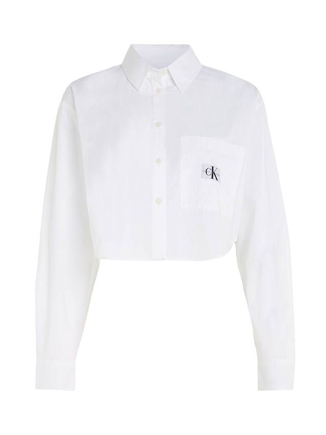 Calvin Klein Woven Label Crop Shirt, Bright White