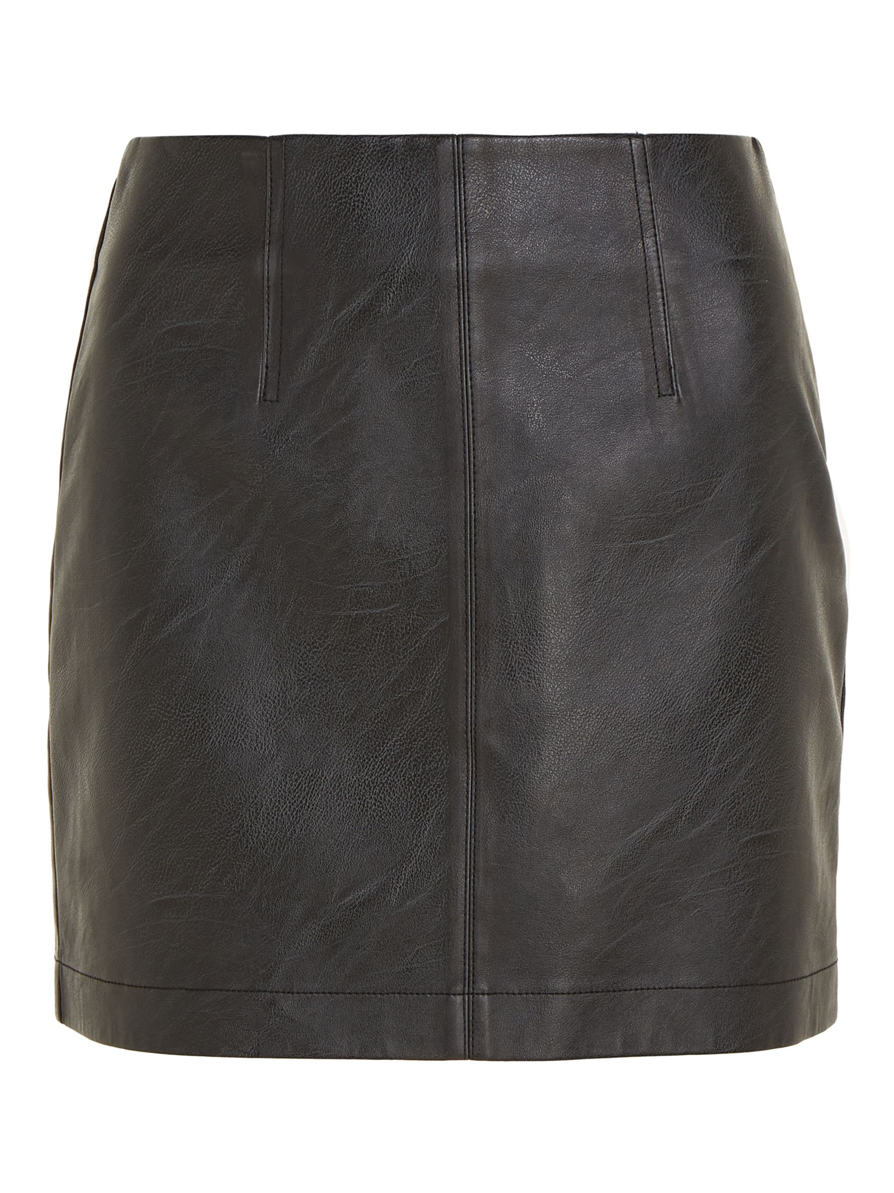 Calvin Klein Faux Leather Mini Skirt, Black at John Lewis & Partners