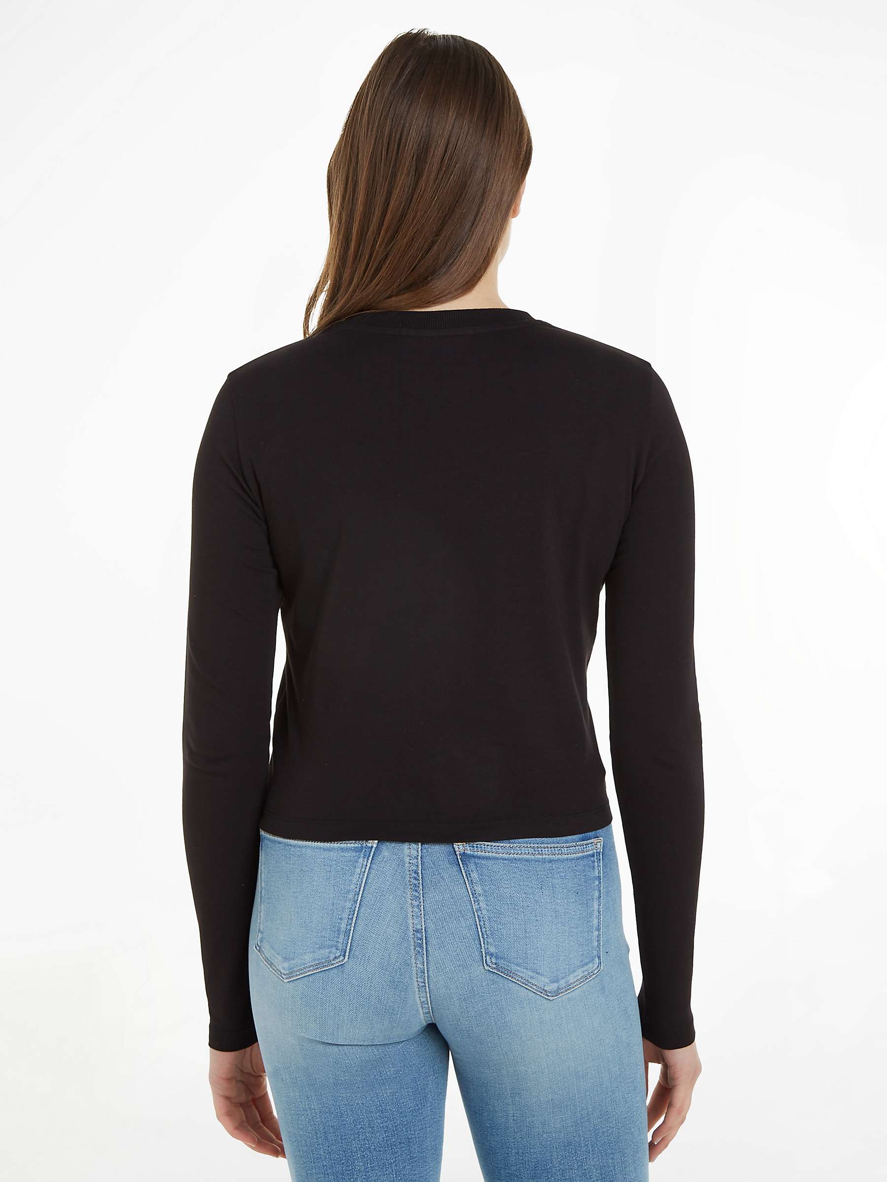 Buy Calvin Klein Embroidered Logo Long Sleeve T-Shirt, CK Black Online at johnlewis.com
