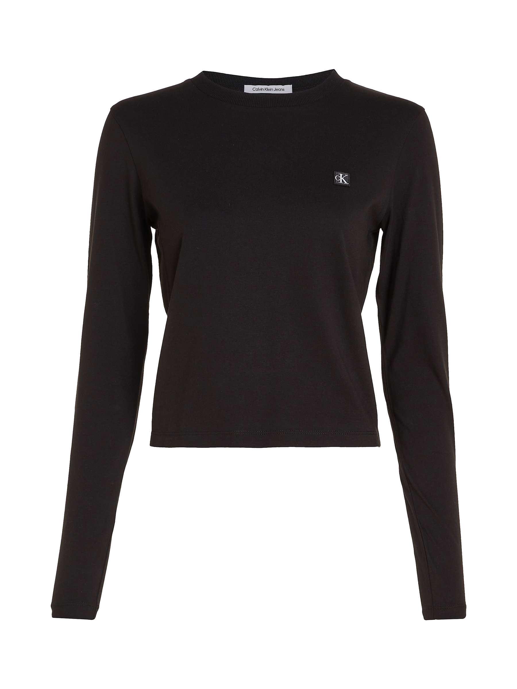 Buy Calvin Klein Embroidered Logo Long Sleeve T-Shirt, CK Black Online at johnlewis.com