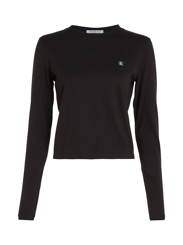 Calvin Klein Embroidered Logo Long Sleeve T-Shirt, CK Black