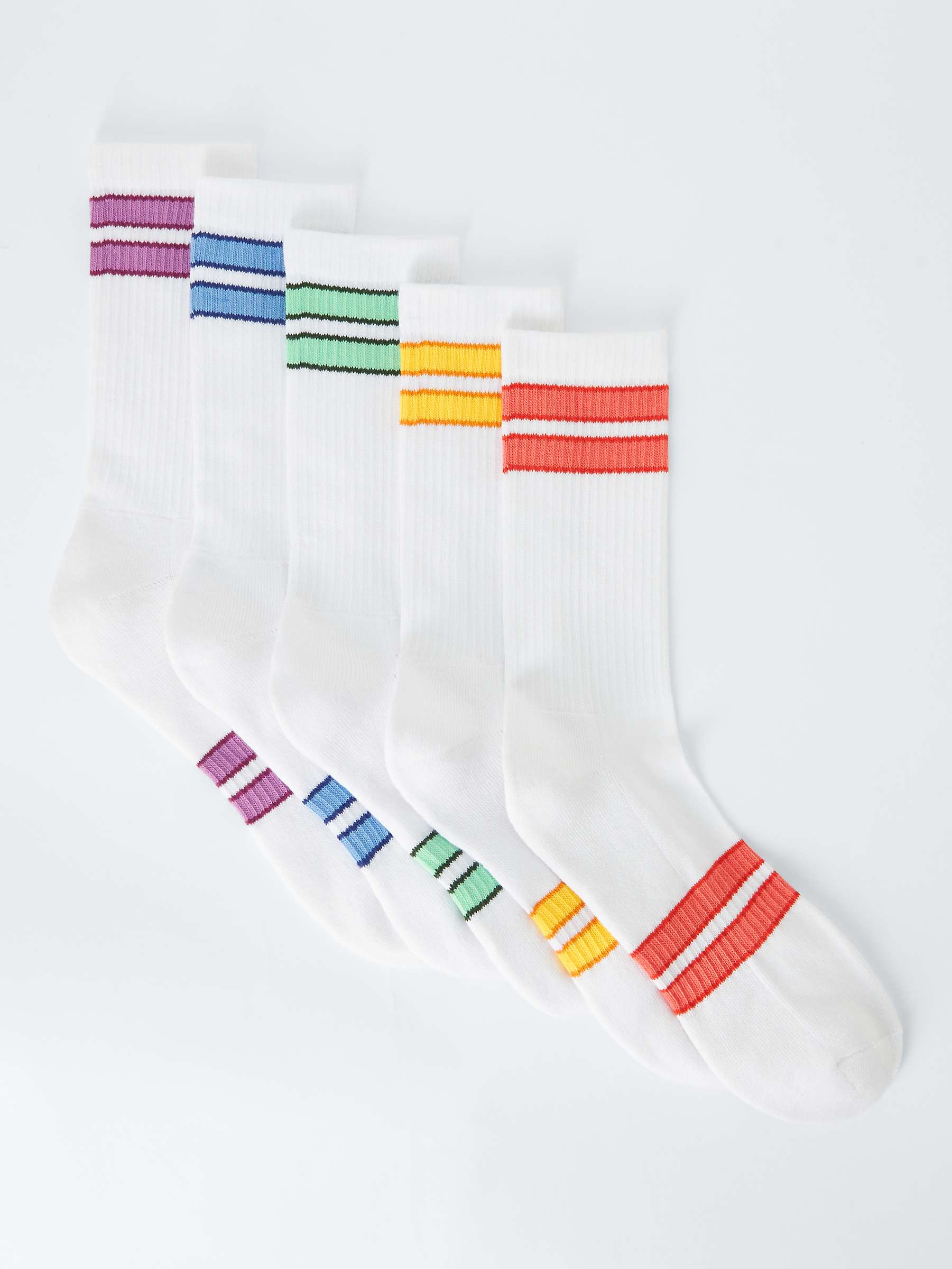 Buy John Lewis ANYDAY Stripe Ribbed Socks, Pack of 5, White/Multi Online at johnlewis.com