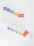 John Lewis ANYDAY Stripe Ribbed Socks, Pack of 5, White/Multi