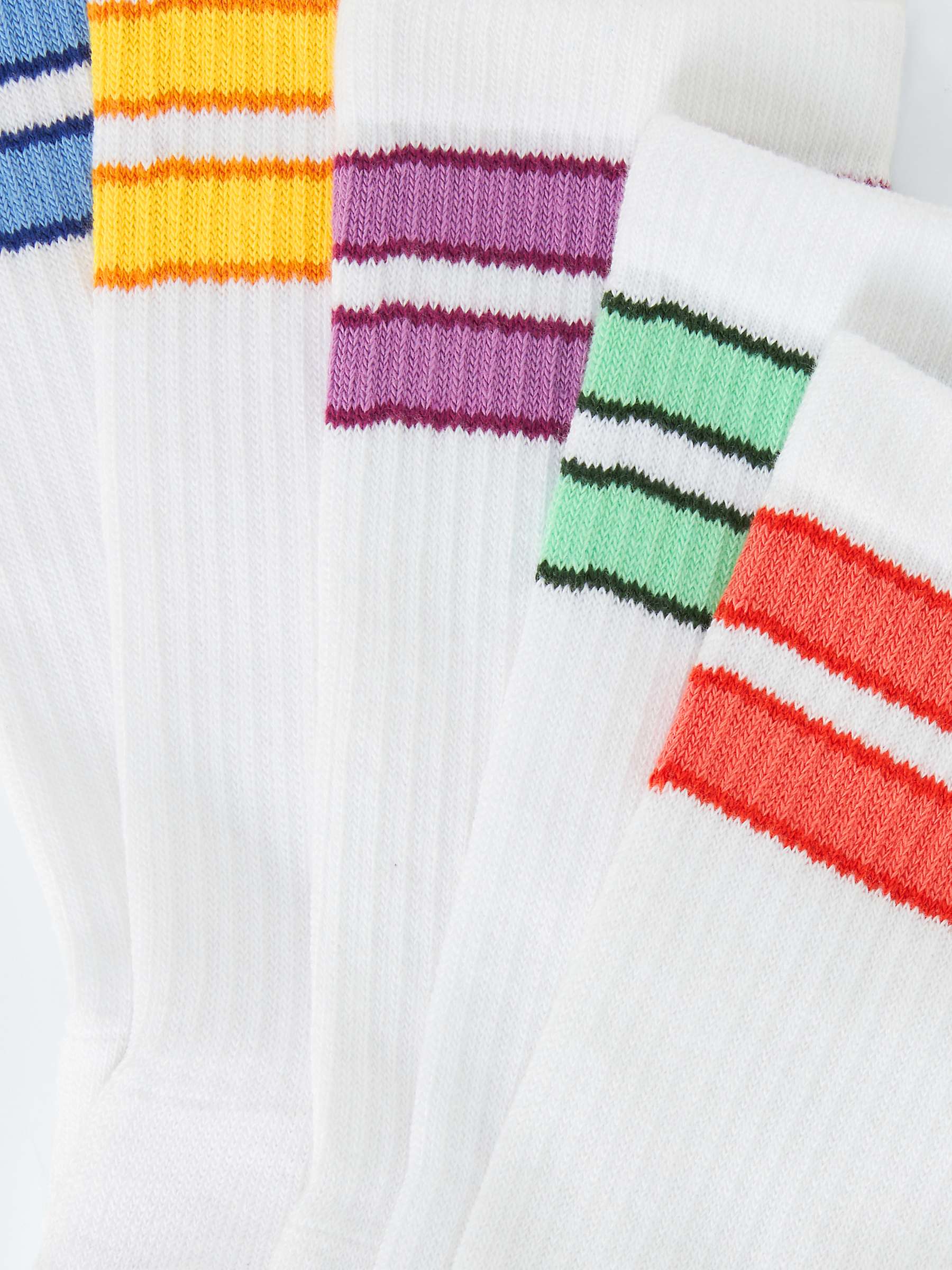 Buy John Lewis ANYDAY Stripe Ribbed Socks, Pack of 5, White/Multi Online at johnlewis.com