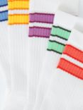 John Lewis ANYDAY Stripe Ribbed Socks, Pack of 5, White/Multi