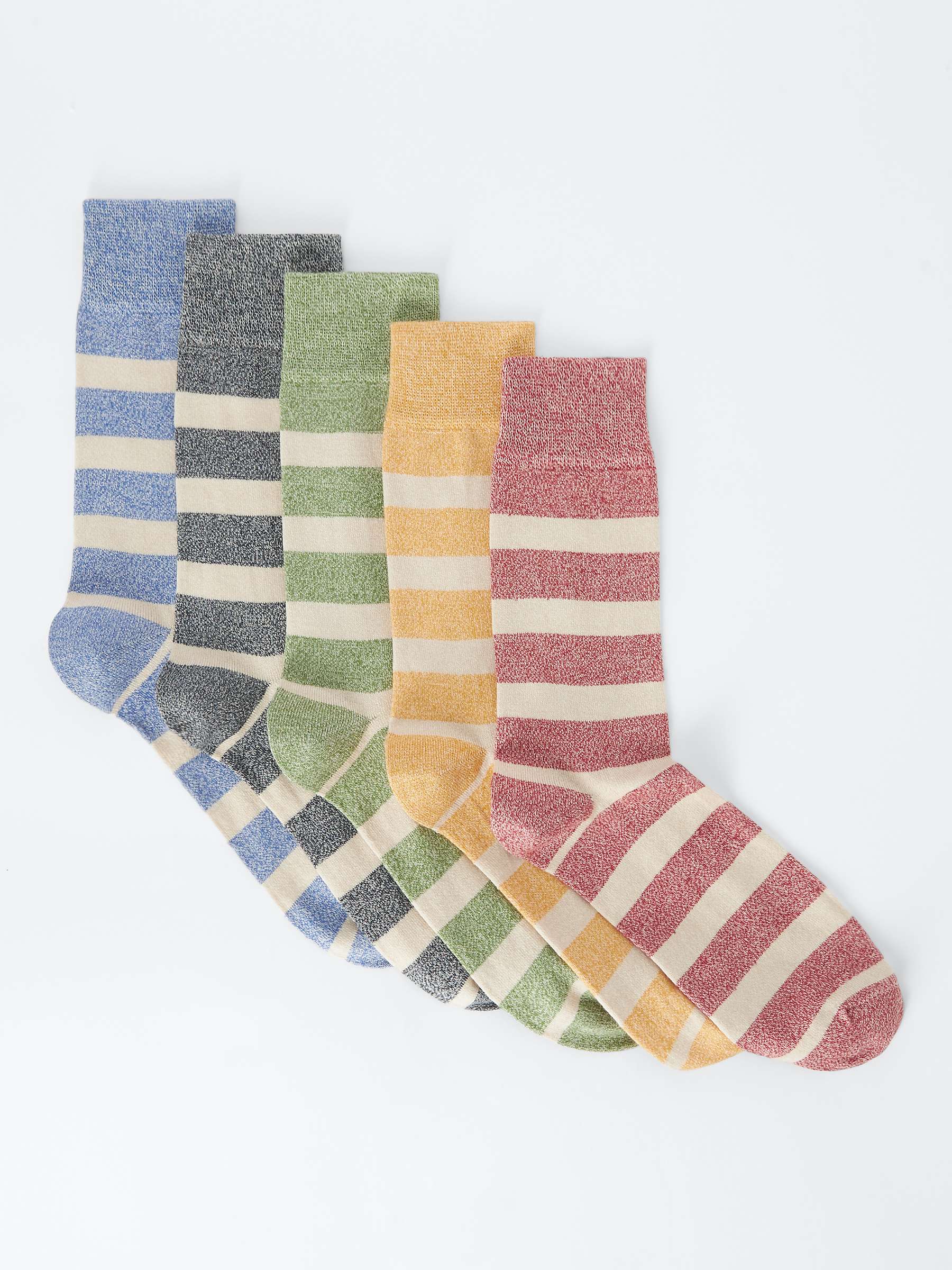 Buy John Lewis Twist Rugby Stripe Socks, Pack of 5, Multi Online at johnlewis.com