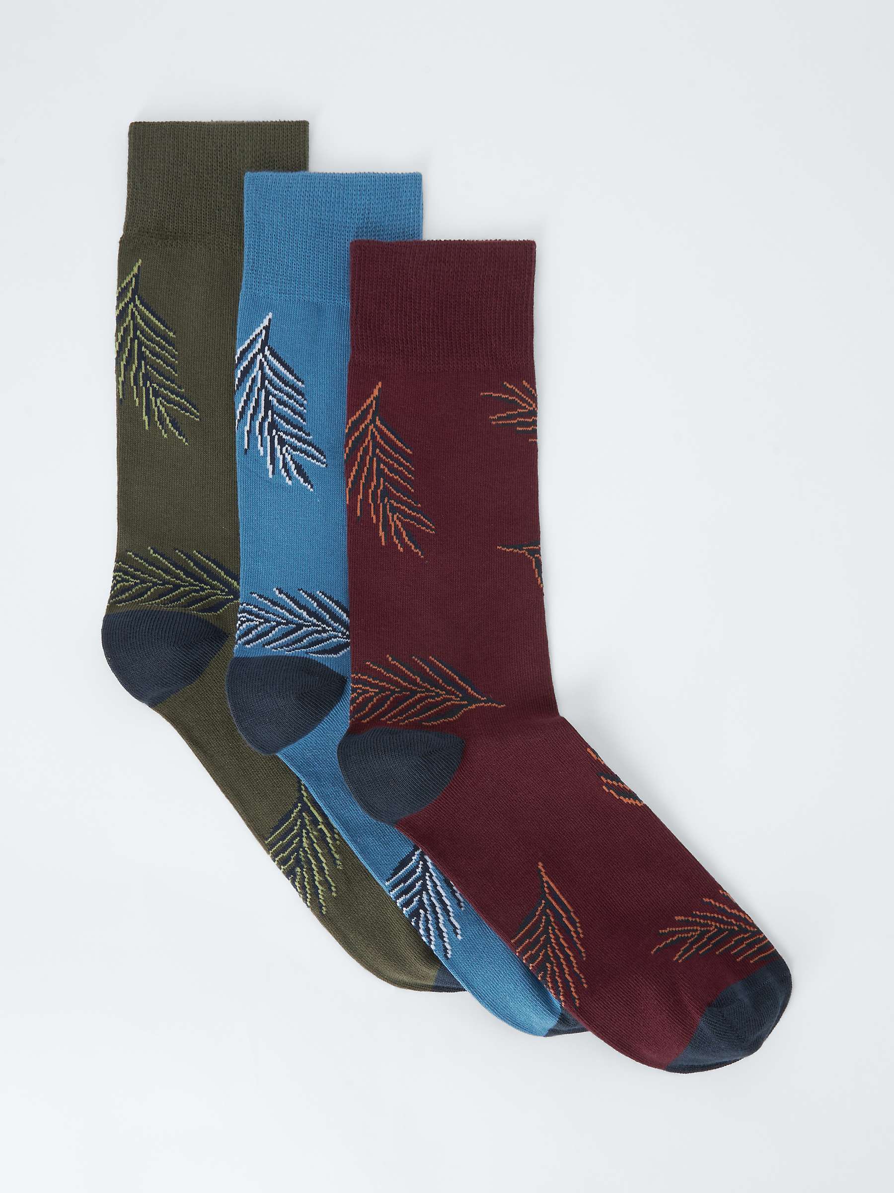 Buy John Lewis Palm Leaf Socks, Pack of 3, Multi Online at johnlewis.com