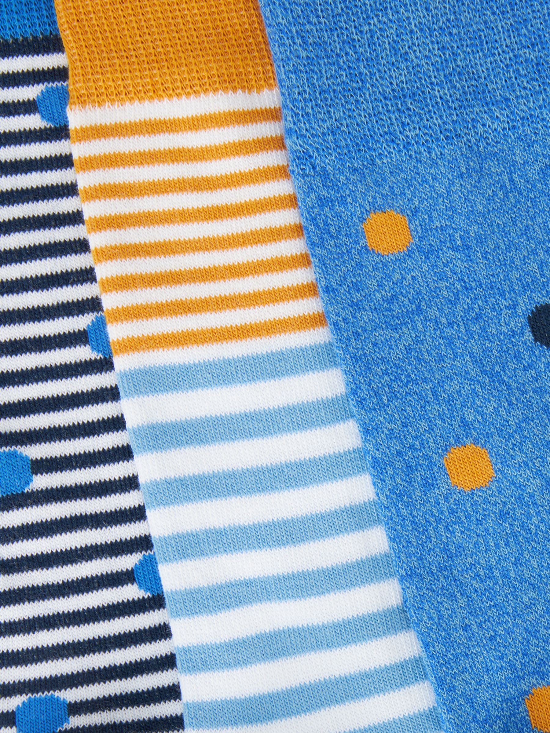 Buy John Lewis Spot Stripe Socks, Pack of 3, Blue/Multi Online at johnlewis.com