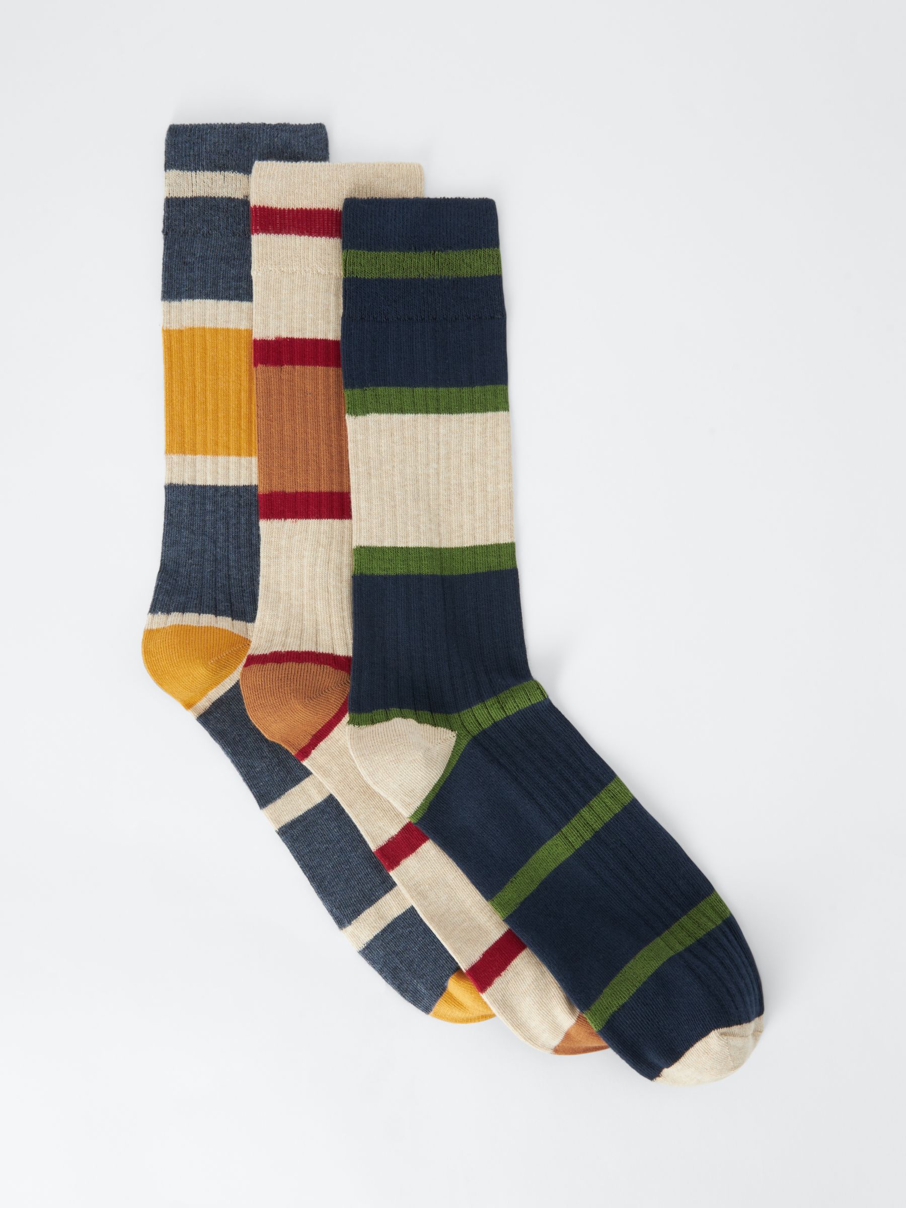 John Lewis Colour Block Socks, Pack of 3, Multi, S